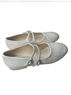 Zara Cream Faux Patent Leather Mary Jane Ballet Flats Double Strap EU 37